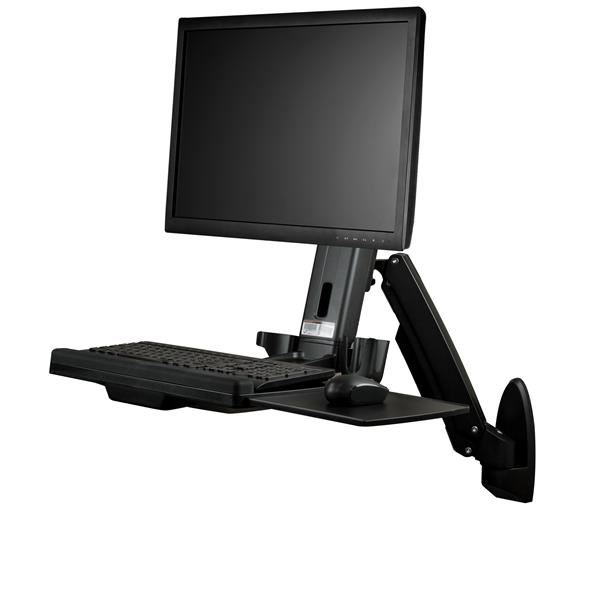 Supporto monitor TV parete ( 8 Kg ) VESA 100 x 100 Postazione di lavoro Sit Stand Black WALLSTS1