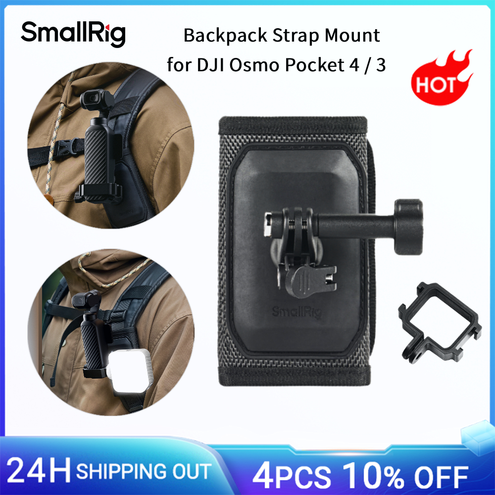 Supporto per Cinghia da Zaino SmallRig per DJI Osmo Pocket 4 3 /Action 6/Nano, per GoPro, per Insta360 con Base Adattatore per Action Cam con Testa a Sfera