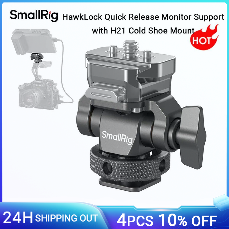 Supporto per monitor a sgancio rapido HawkLock per fotocamera DSLR SmallRig con supporto per slitta fredda H21, doppio anti-torsione, morsetto regolabile per monitor