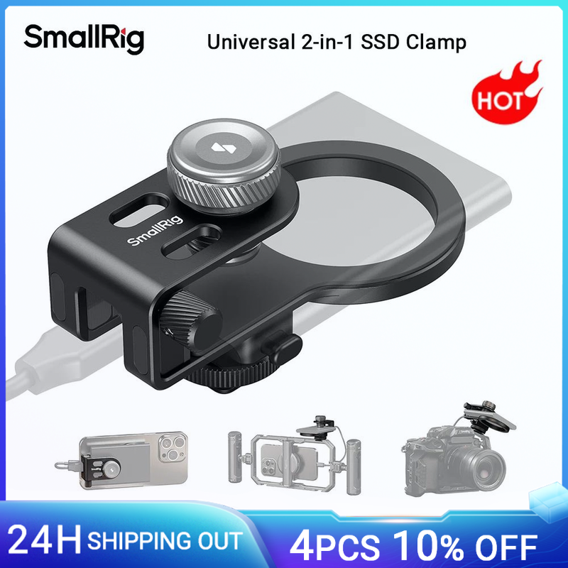 Supporto SSD SmallRig Morsetto SSD universale 2 in 1 per MagSafe con morsetto per cavo a slitta fredda, per SSD Samsung T5 T7 per gabbia -4779