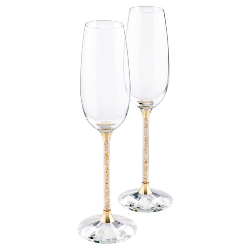 Swarovski 5102143 swarovski fashion piece - crystalline toasting flutes , gold (#2) nuovo in scatola originale