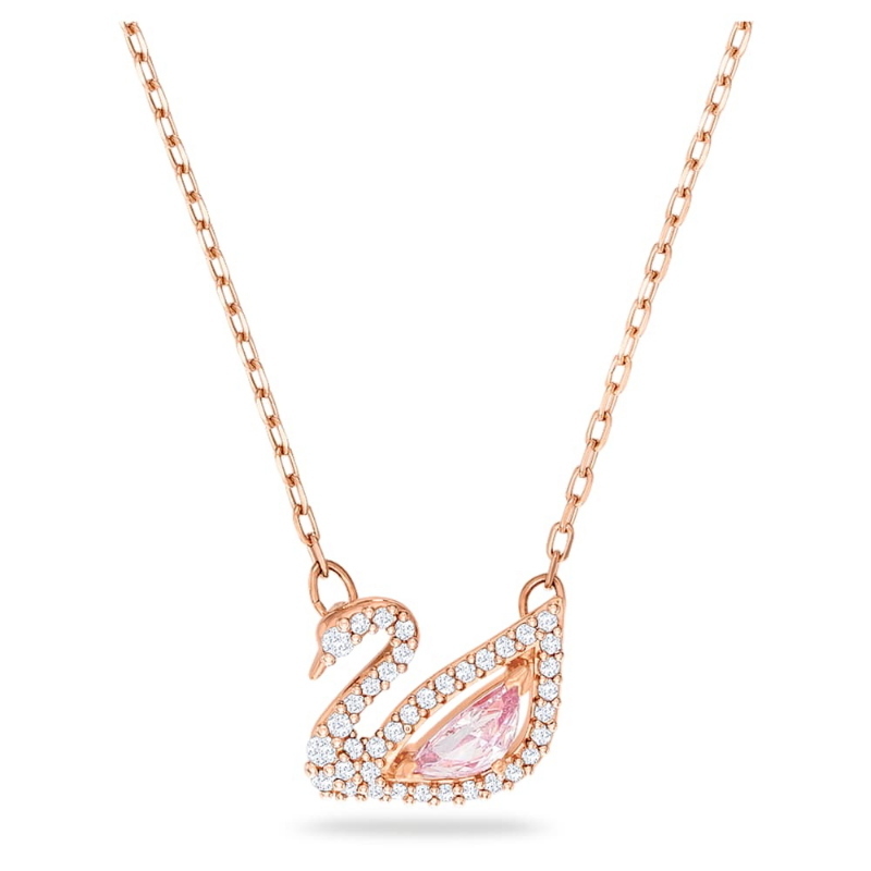 Swarovski 5469989 collana swan, cigno, rosa, finitura oro rosa 18k di swarovski originale
