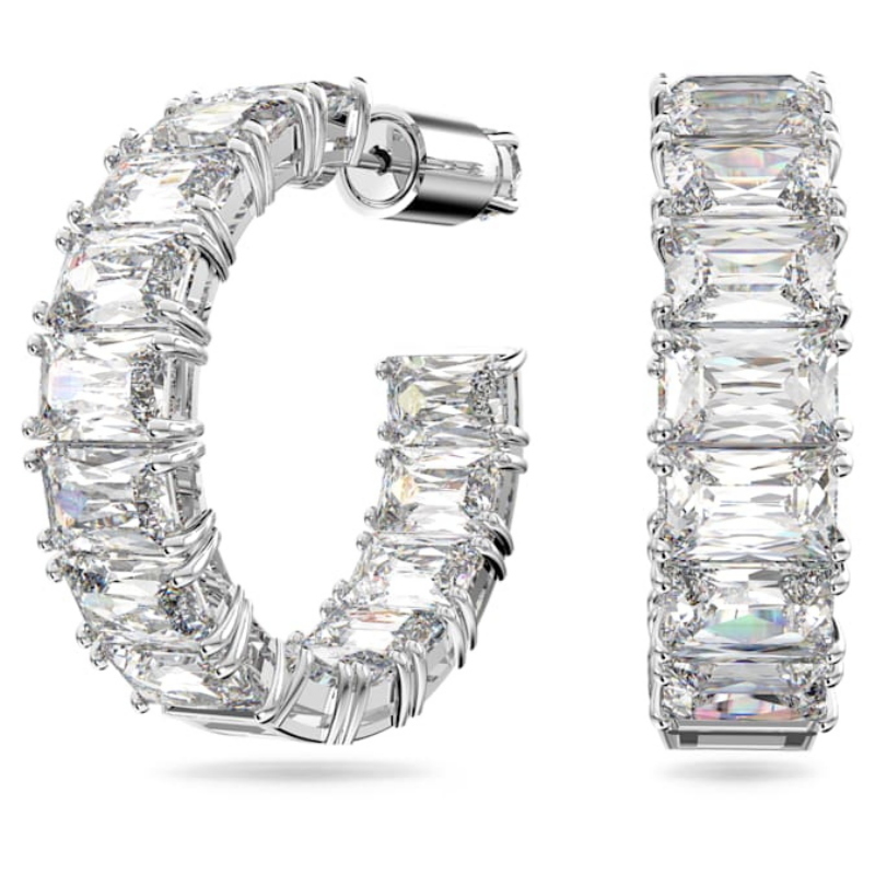 Swarovski 5612673 swarovski fashion piece - matrix orecchino a buco hoop clear whi nuovo in scatola originale