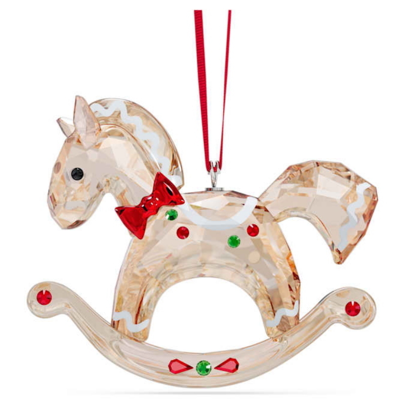 Swarovski 5627608 swarovski fashion piece - holiday cheers ornament gb rocking horse nuovo in scatola originale