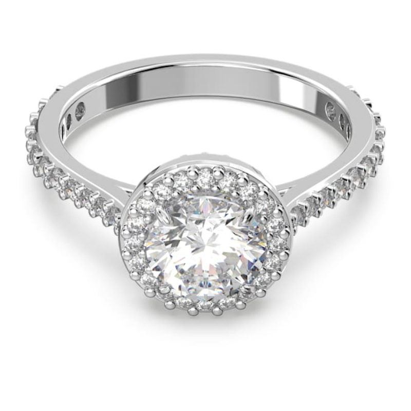 Swarovski 5642622 anello swarovski - ring rnd pv l white/rhs 58 nuovo in scatola originale