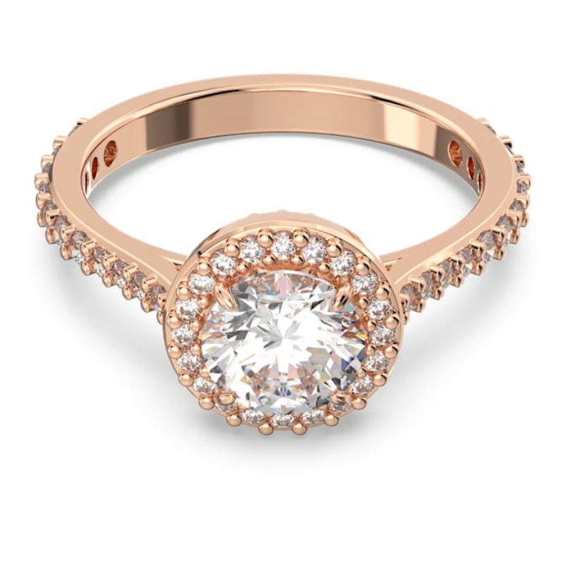 Swarovski 5642642 anello swarovski - ring rnd pv l white/ros 60 nuovo in scatola originale