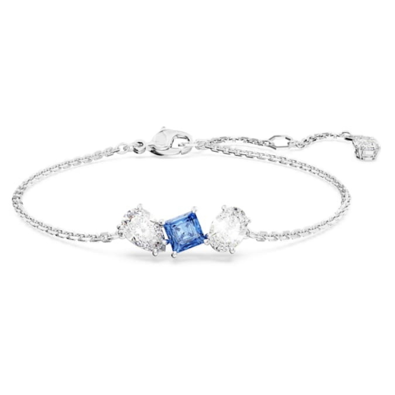 Swarovski 5668359 bracciale swarovski rigido / soft - bracciale blue white/rhs m nuovo in scatola originale