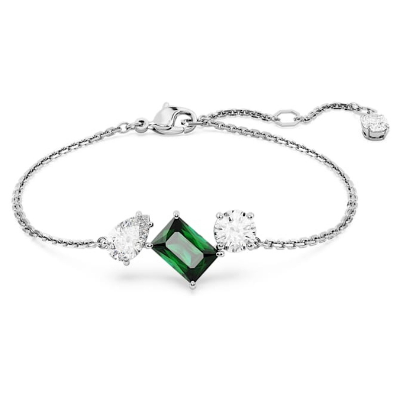 Swarovski 5668360 bracciale swarovski rigido / soft - bracciale green white/rhs m nuovo in scatola originale