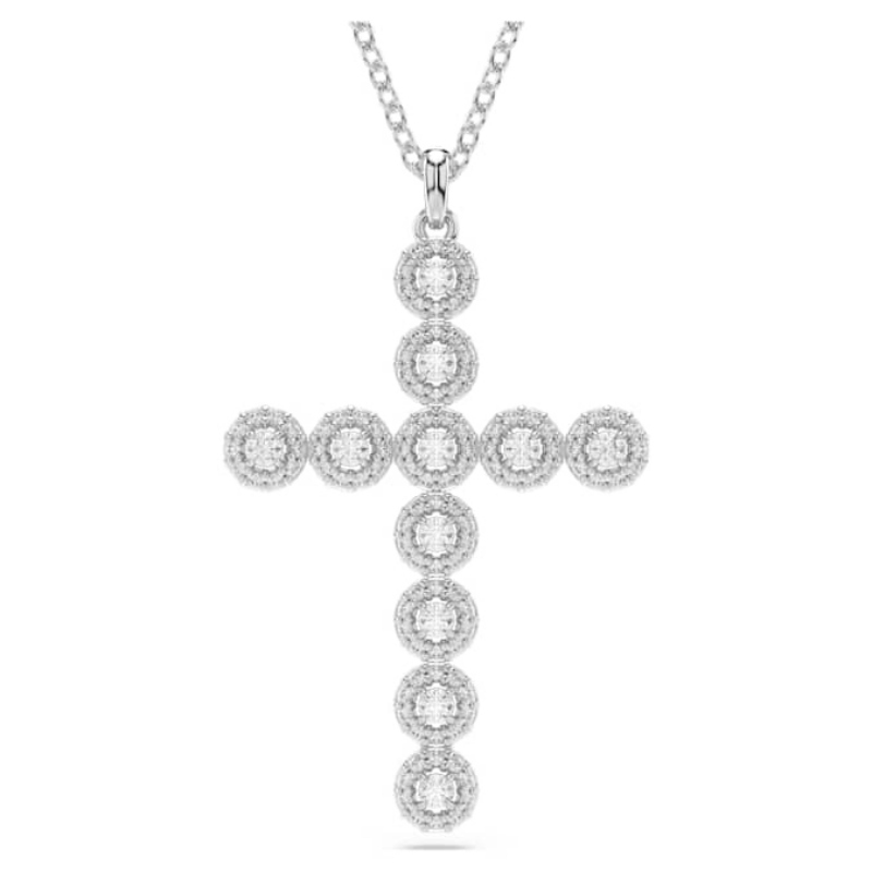 Swarovski 5675573 collana / set swarovski - pend cross_angelic whi/rhs nuovo in scatola originale
