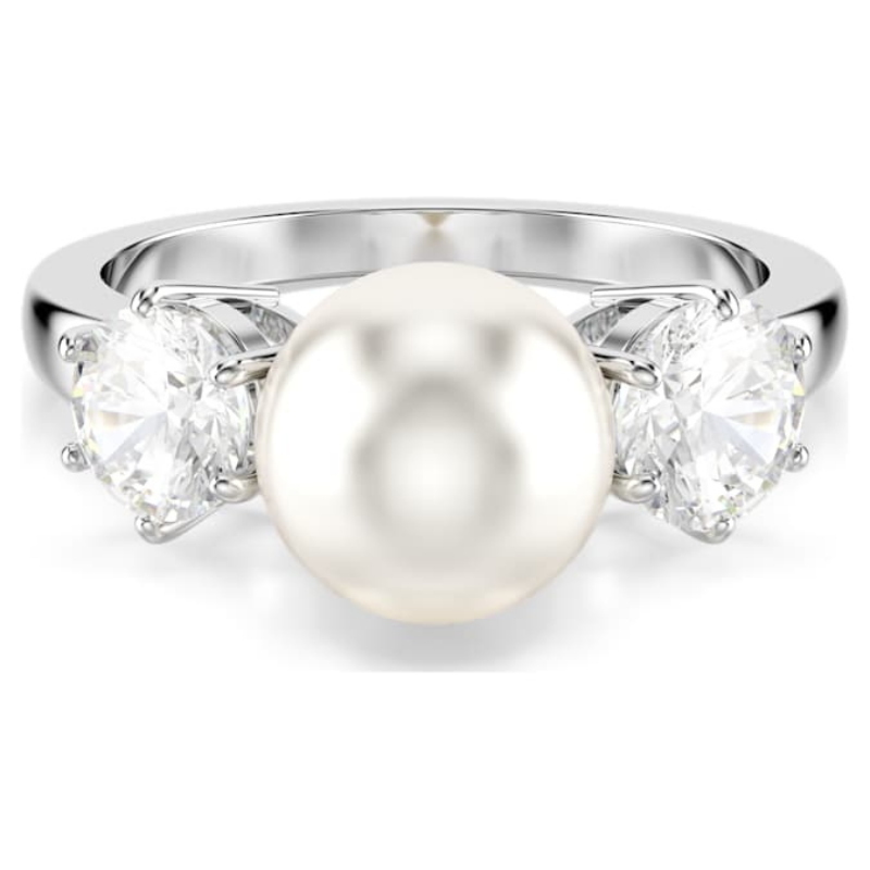 Swarovski 5689631 anello swarovski - anello 8mm pearl white/rhs 52 nuovo in scatola originale