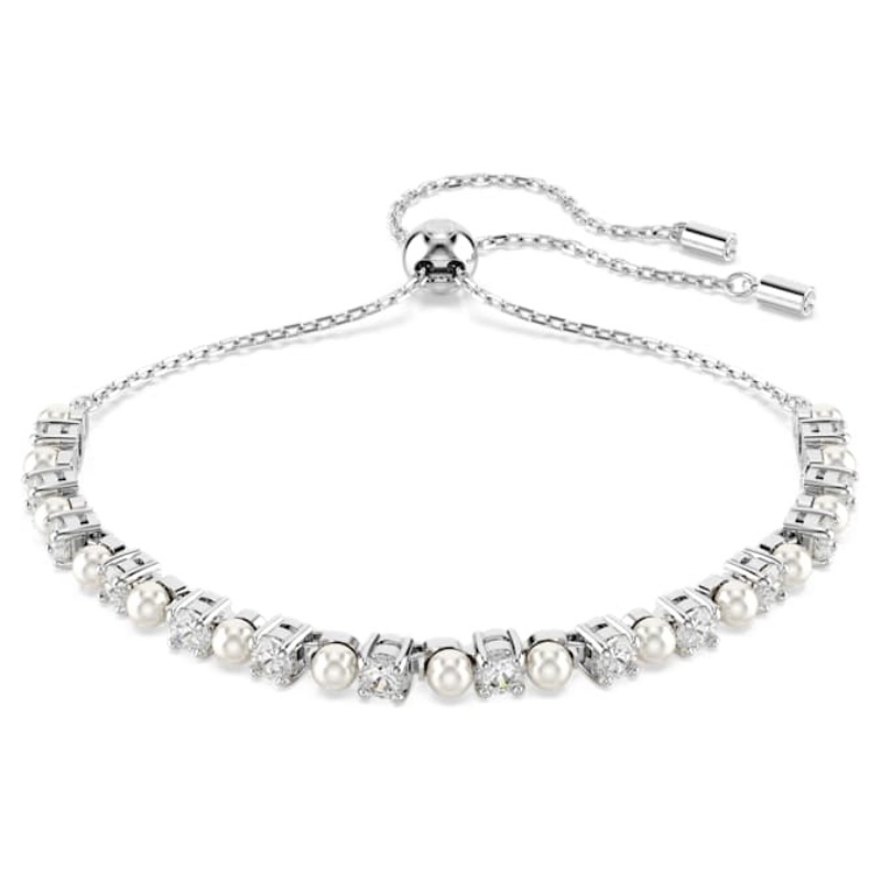 Swarovski 5689633 bracciale swarovski rigido / soft - bracciale 3mm white/rhs m nuovo in scatola originale