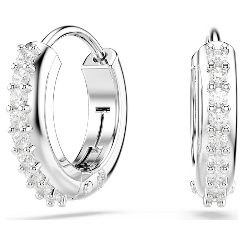 Swarovski 5690670 orecchini a cerchio matrix, taglio round, bianchi, placcato rodio di swarovski originale