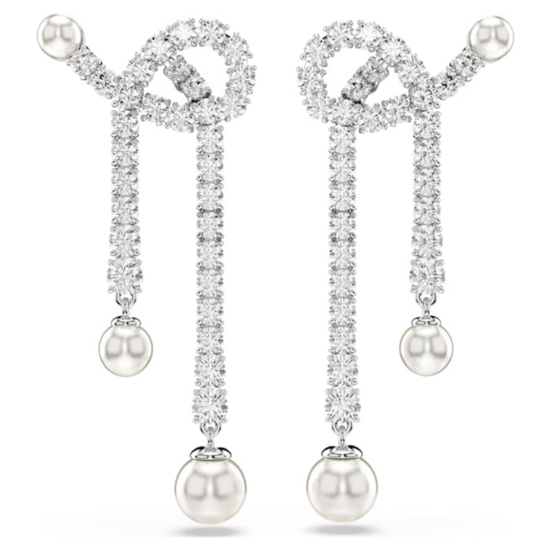 Swarovski 5692417 swarovski fashion piece - matrix orecchino a buco prl white/rhs nuovo in scatola originale