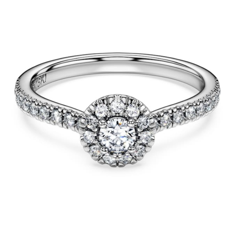 Swarovski 5697126 anello swarovski - anello round 0.45ct ag925 55 nuovo in scatola originale