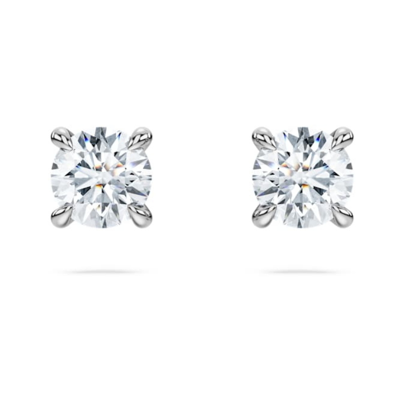 Swarovski 5697780 swarovski fashion piece - scd orecchino a buco round stud 0.5ct wg nuovo in scatola originale