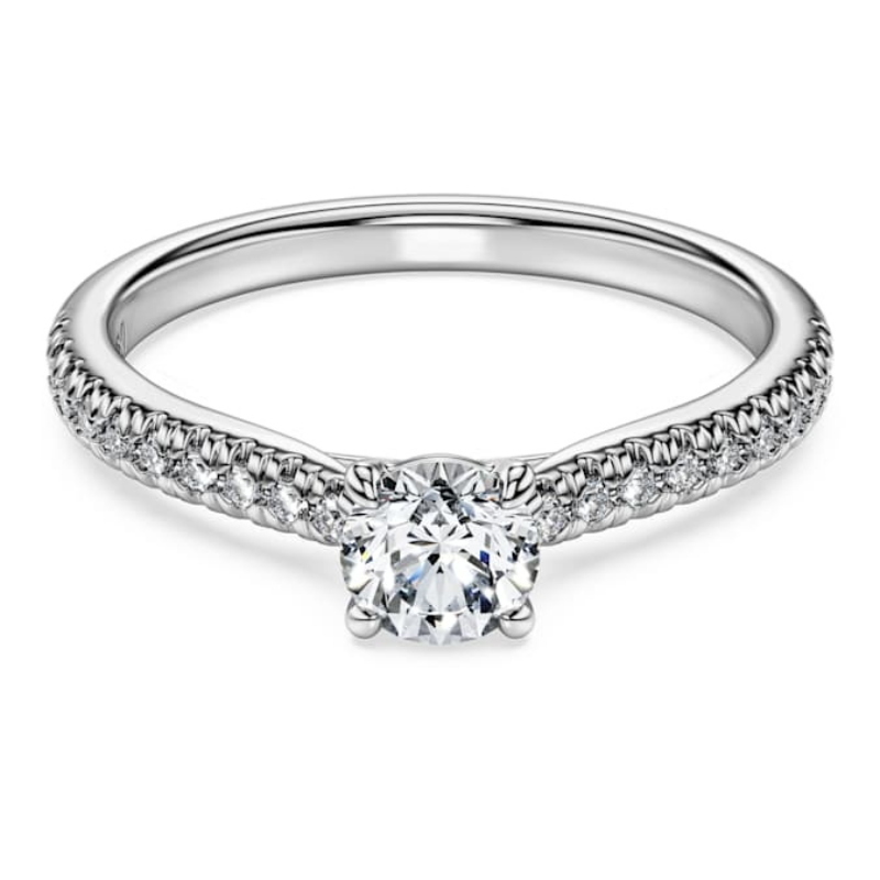 Swarovski 5699558 anello swarovski - anello round 0.7ct wg18 50 nuovo in scatola originale