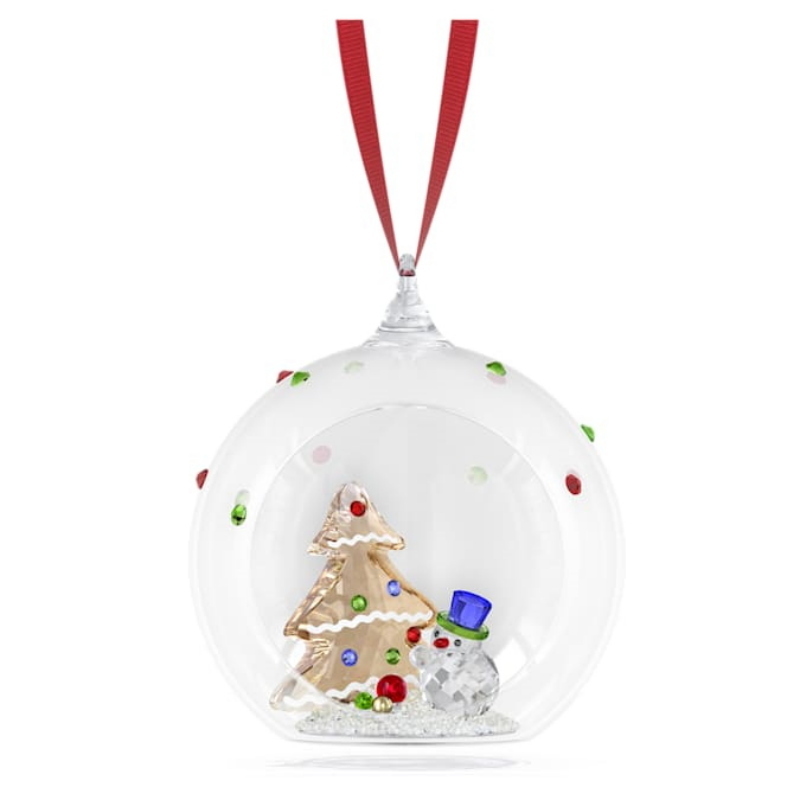 Swarovski 5701509 swarovski fashion piece - holiday cheers ball orn. tree and snowm. nuovo in scatola originale
