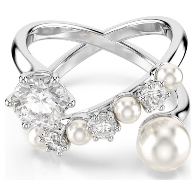 Swarovski 5705612 anello swarovski - anello pearl open white/rhs 55 nuovo in scatola originale