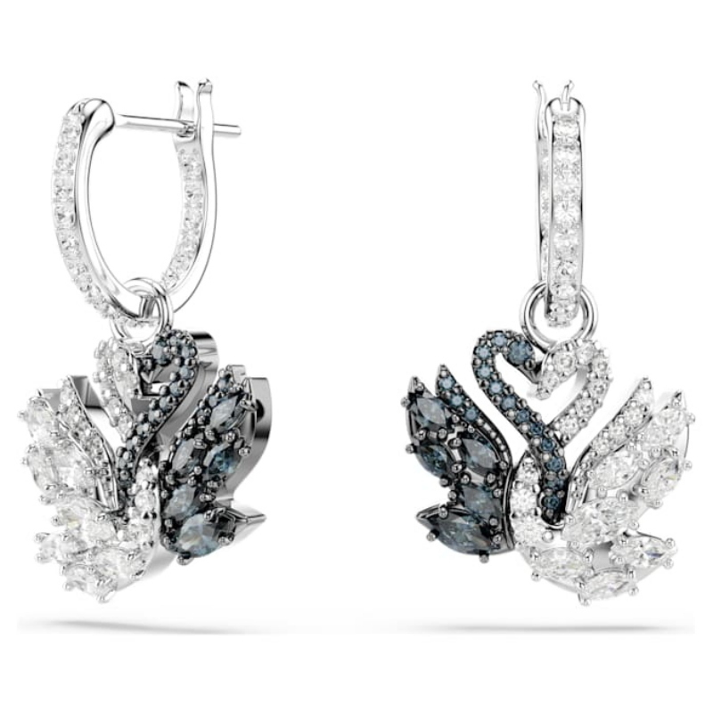 Swarovski 5705728 swarovski fashion piece - swan orecchino a buco white/rhs nuovo in scatola originale