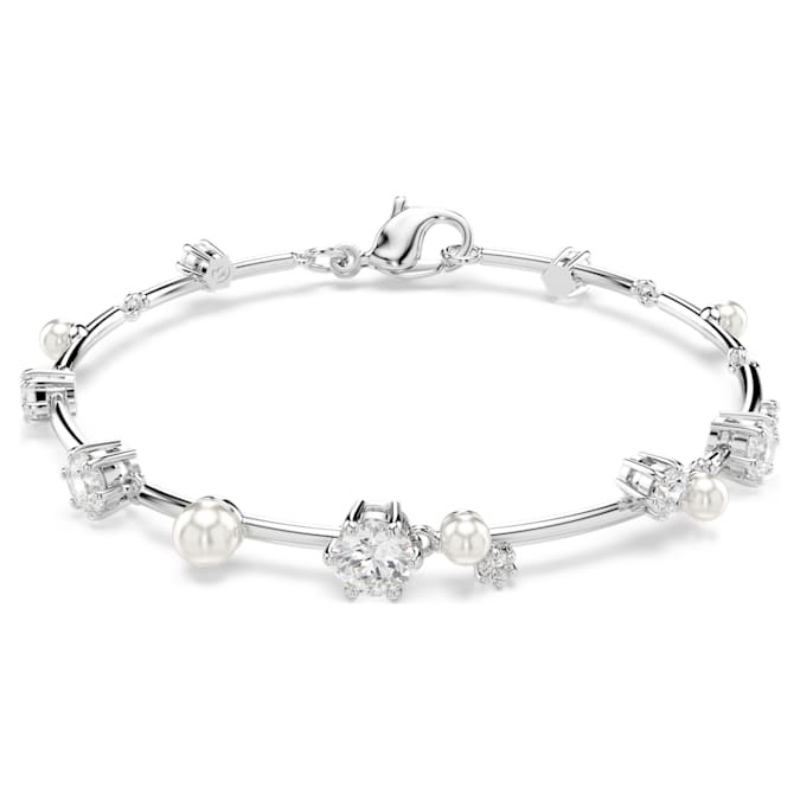 Swarovski 5707511 bracciale swarovski rigido / soft - bracciale pearl whi/rhs m nuovo in scatola originale