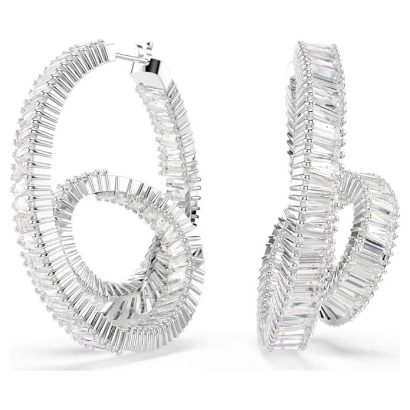 Swarovski 5727113 swarovski fashion piece - matrix orecchino a buco hoop twisted whi nuovo in scatola originale Swarovski 5727113 swarovski fashion piece - matrix orecchino a buco hoop twisted whi nuovo in scatola originale