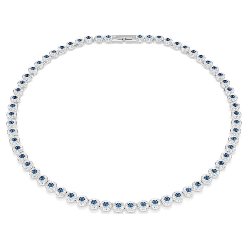 Swarovski 5733402 collana una angelic, taglio round, blu, placcato rodio di swarovski originale