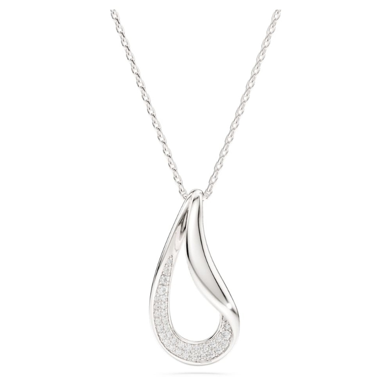 Swarovski 5740344 pendente swarovski classica, taglio round, lungo, bianco, argento sterling di swarovski originale