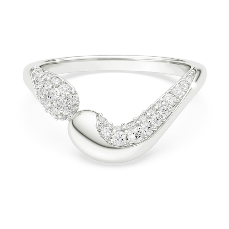 Swarovski 5742583 anello aperto swarovski classica, taglio round, bianco, argento sterling di swarovski originale