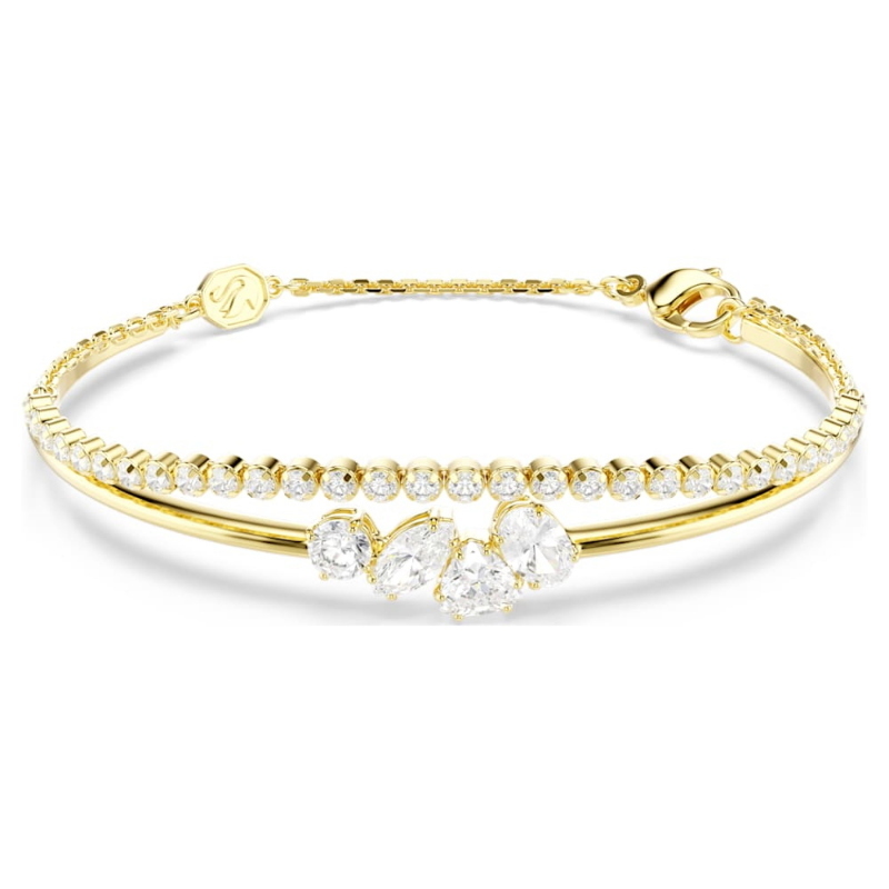 Swarovski 5747953 braccialetto mesmera, taglio misto, bianco, finitura oro 18k di swarovski originale
