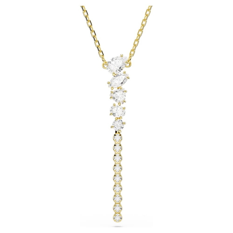 Swarovski 5747997 collana a y mesmera, taglio misto, bianco, finitura oro 18k di swarovski originale