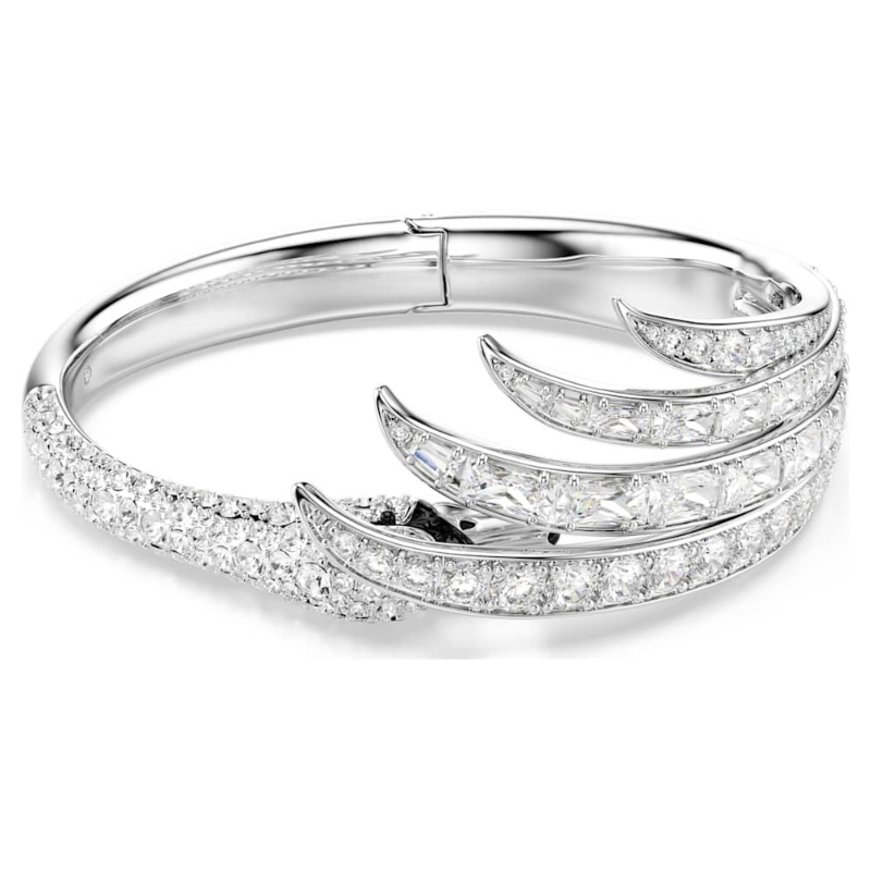 Swarovski 5749066 braccialetti / rigido vienna, taglio misto, cigno, bianco, placcato rodio di swarovski originale
