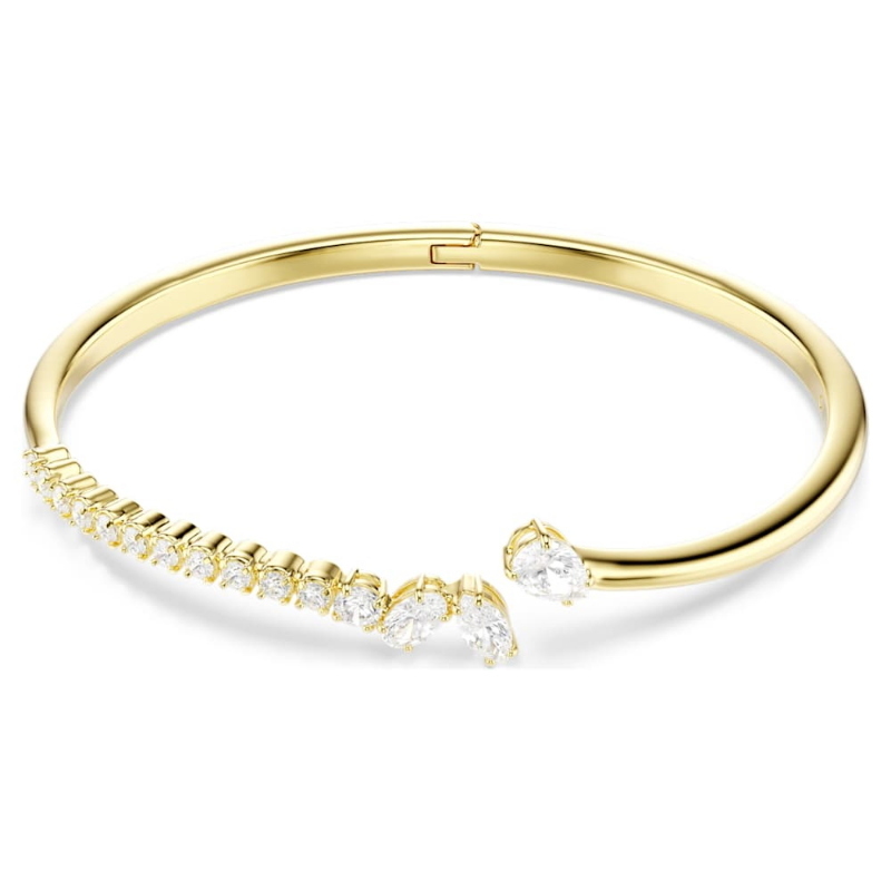 Swarovski 5750440 bracciale rigido mesmera, taglio misto, bianco, finitura oro 18k di swarovski originale