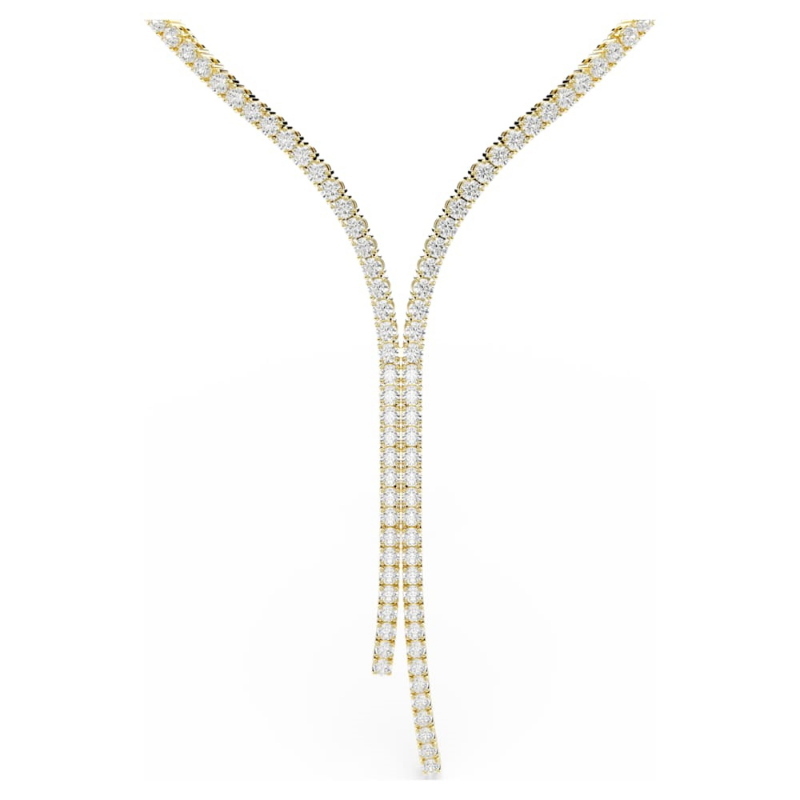Swarovski 5750601 collana a y matrix, taglio round, bianco, finitura oro 18k di swarovski originale