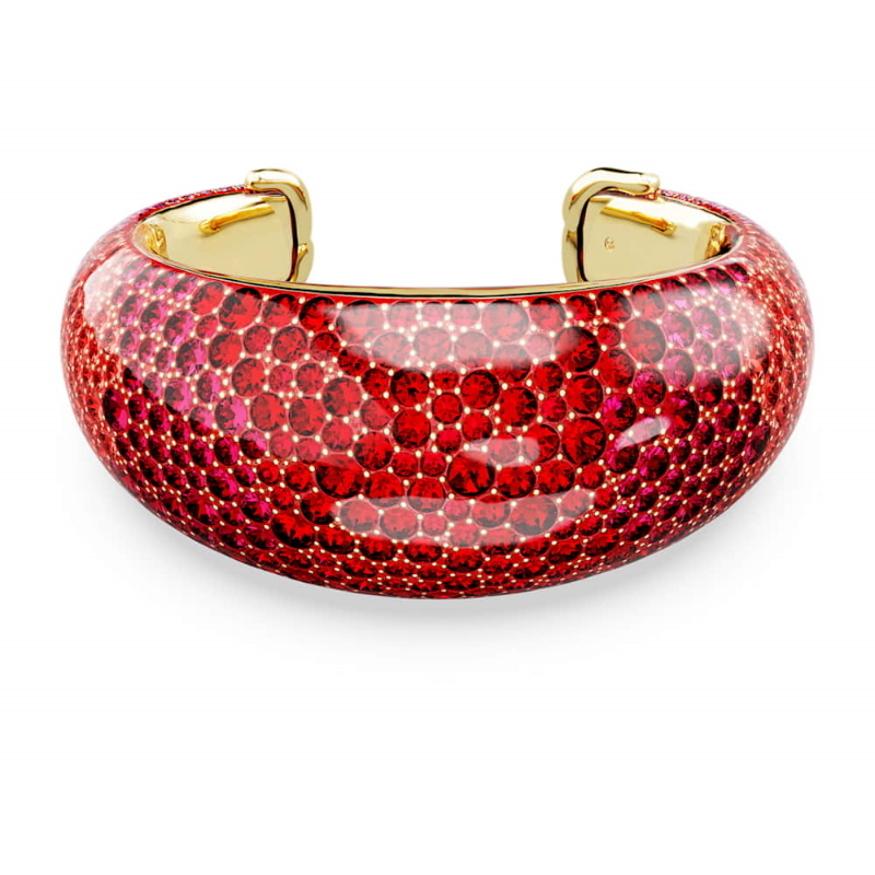 Swarovski 5751424 braccialetti / rigido idyllia, rosso, finitura oro 18k di swarovski originale