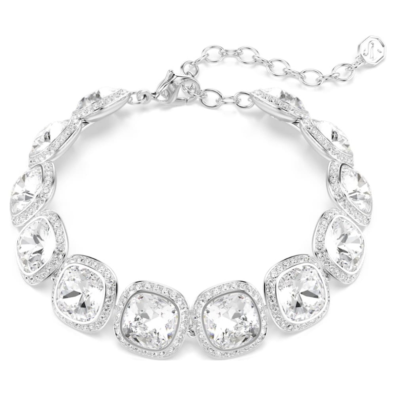 Swarovski 5751558 braccialetti /tto una angelic, taglio cushion, bianco, placcato rodio di swarovski originale