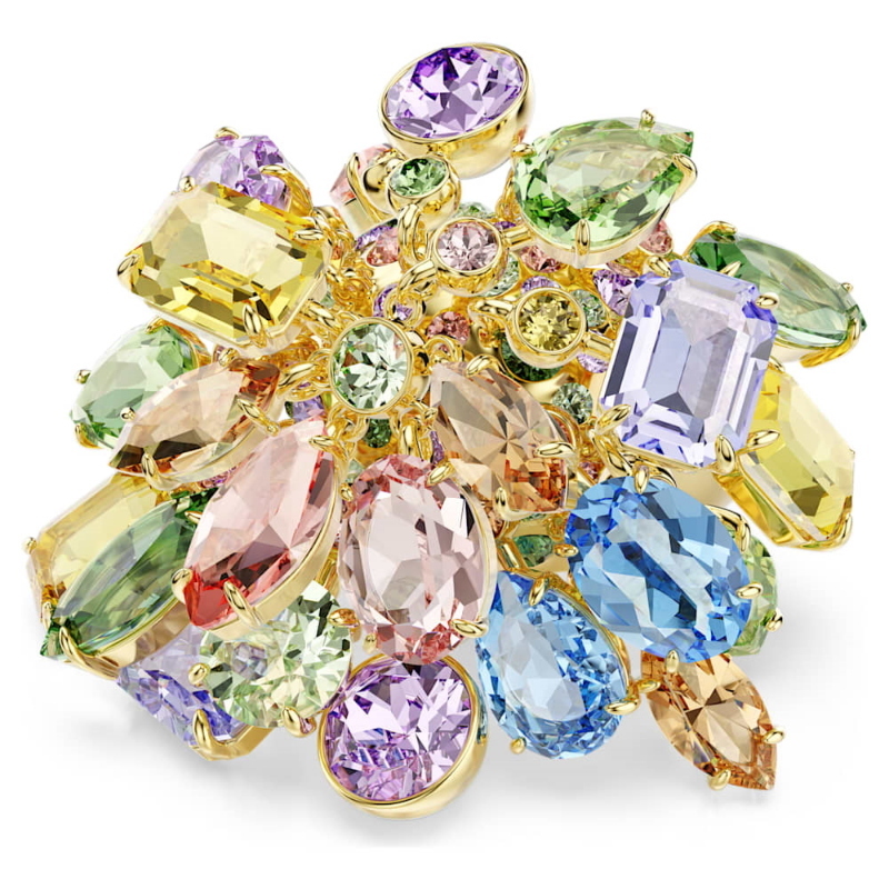 Swarovski 5753504 anello cocktail gema, taglio misto, multicolore, finitura oro 18k di swarovski originale