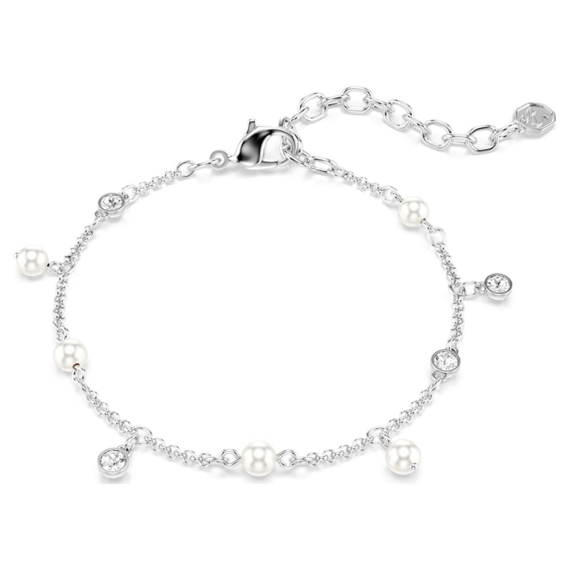 Swarovski 5754242 braccialetto imber, crystal pearl, taglio round, bianco, placcato rodio di swarovski originale