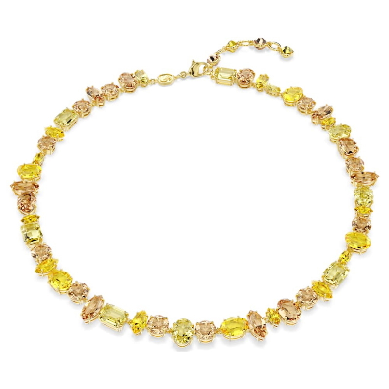 Swarovski 5754259 collana gema, taglio misto, giallo, finitura oro 18k di swarovski originale
