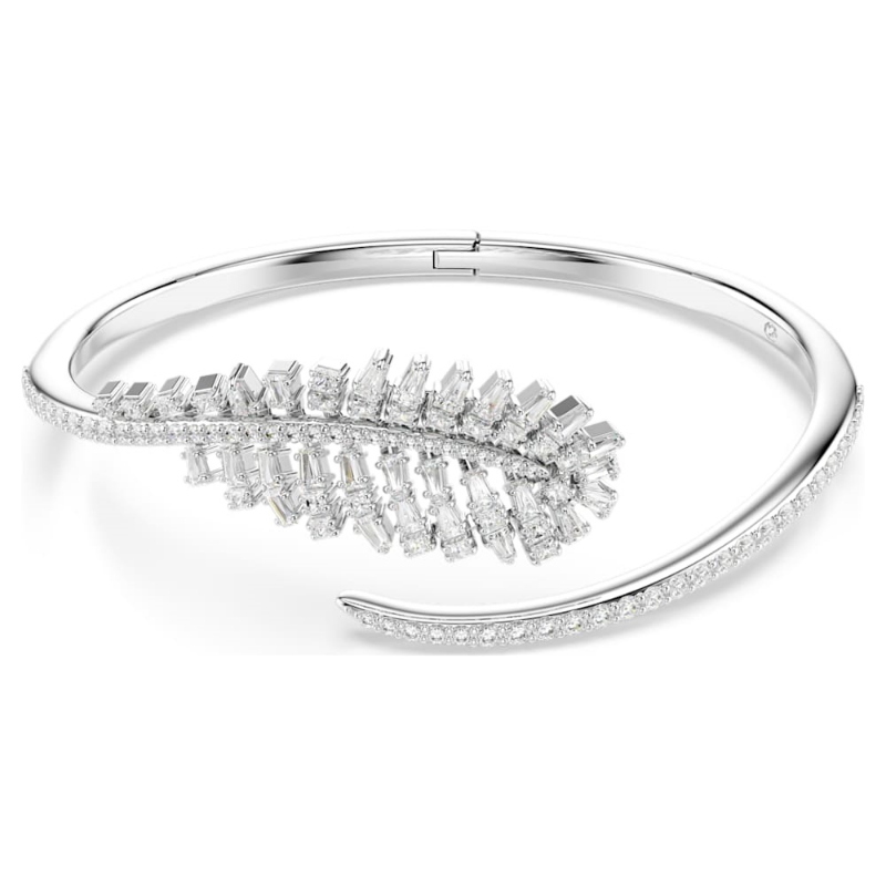 Swarovski 5754274 bracciale rigido vienna, taglio misto, piuma, bianco, placcato rodio di swarovski originale
