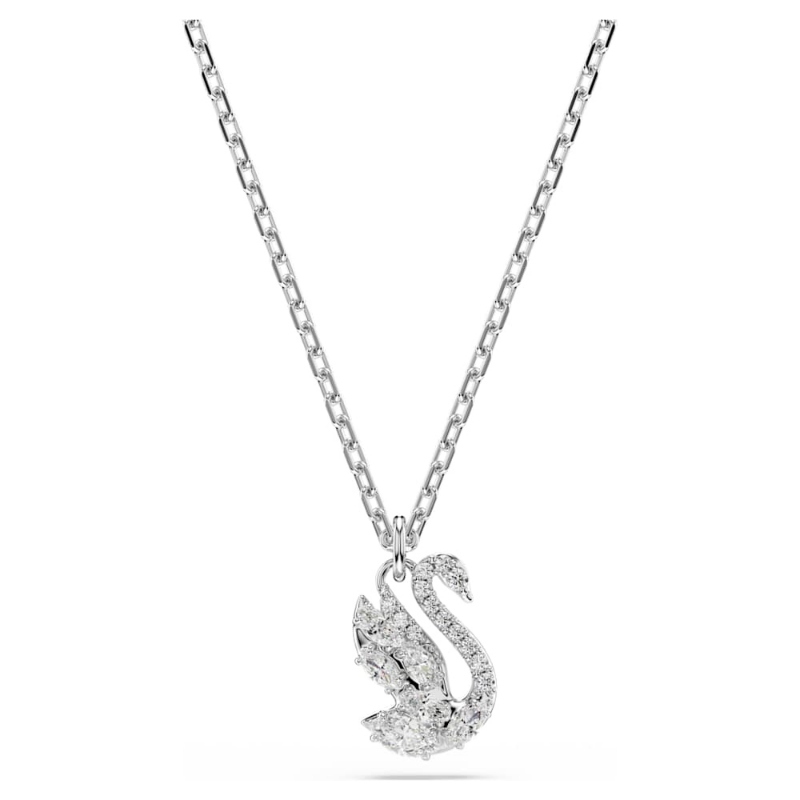 Swarovski 5754347 pendente swan, taglio misto, cigno, bianco, finitura oro 18k di swarovski originale