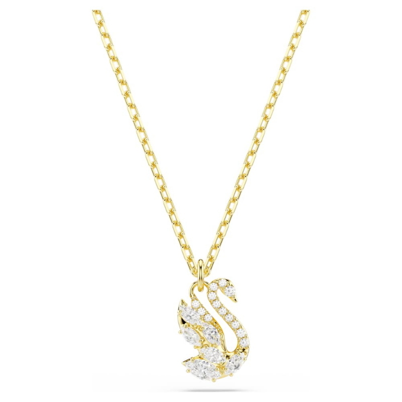 Swarovski 5754626 pendente swan, taglio misto, cigno, bianco, finitura oro 18k di swarovski originale