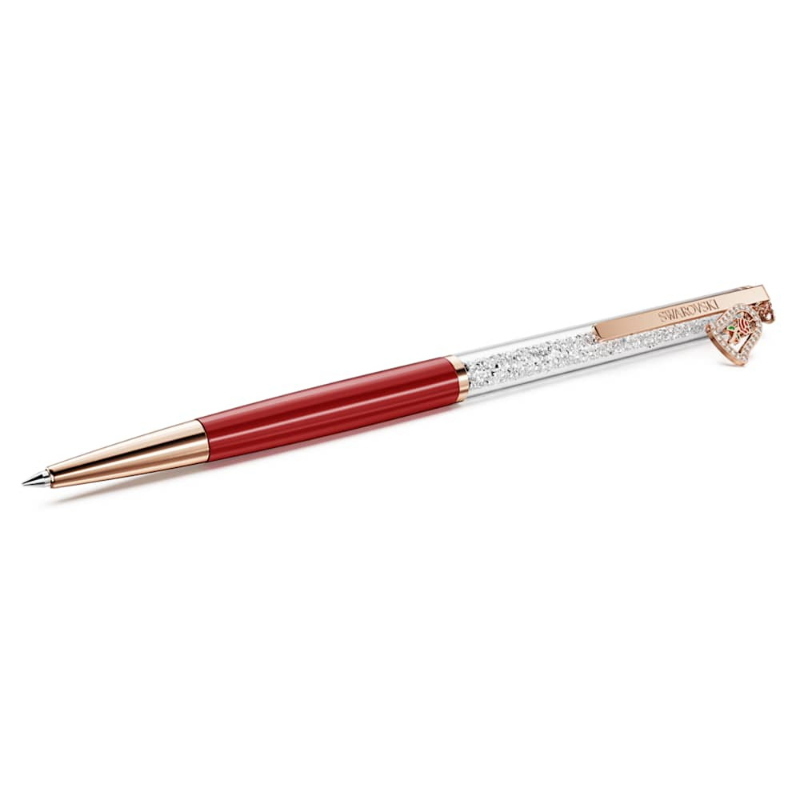 Swarovski 5754639 penna a sfera crystalline, campana, laccato rosso, placcato oro rosa di swarovski originale