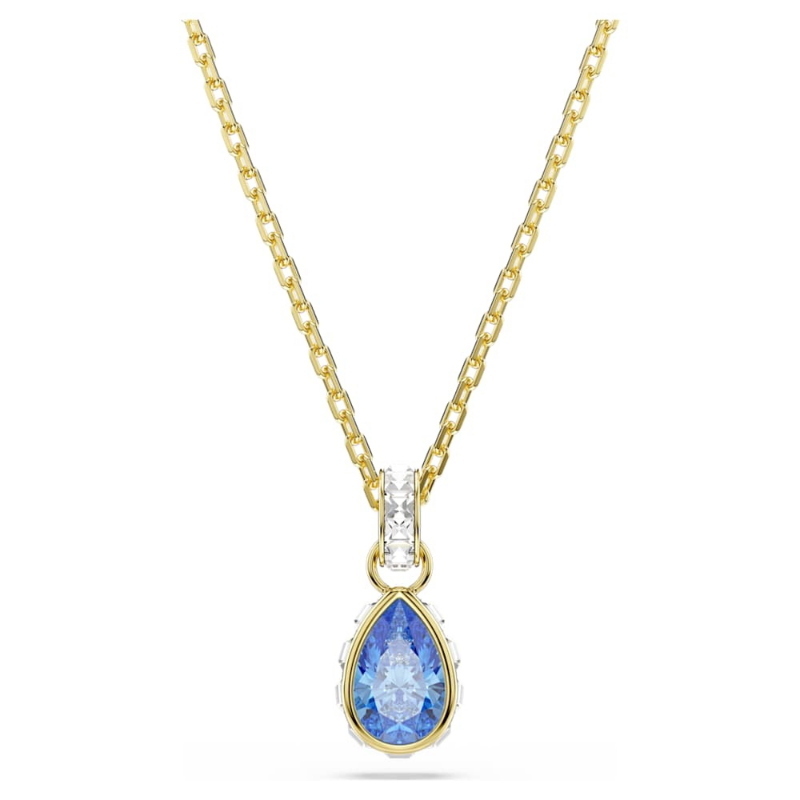Swarovski 5757786 pendente chroma, taglio pear, blu, finitura oro 18k di swarovski originale