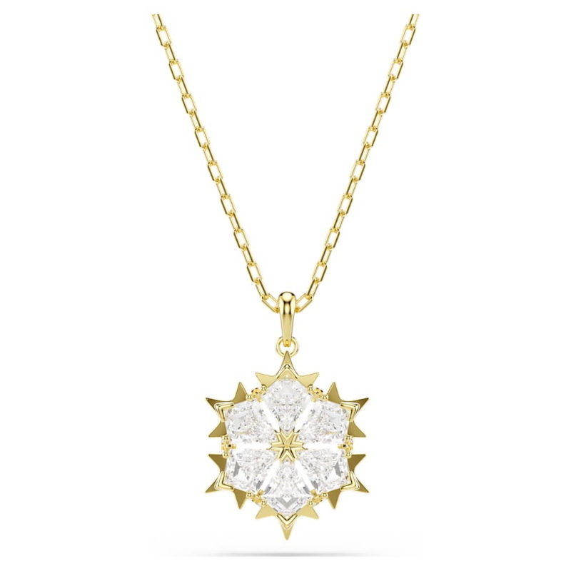 Swarovski 5757788 pendente magic, taglio misto, fiocco di neve, bianco, finitura oro 18k di swarovski originale