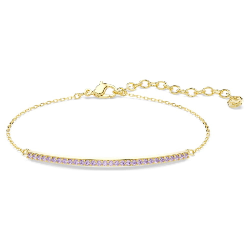 Swarovski 5757795 braccialetto only, taglio round, viola, finitura oro 18k di swarovski originale