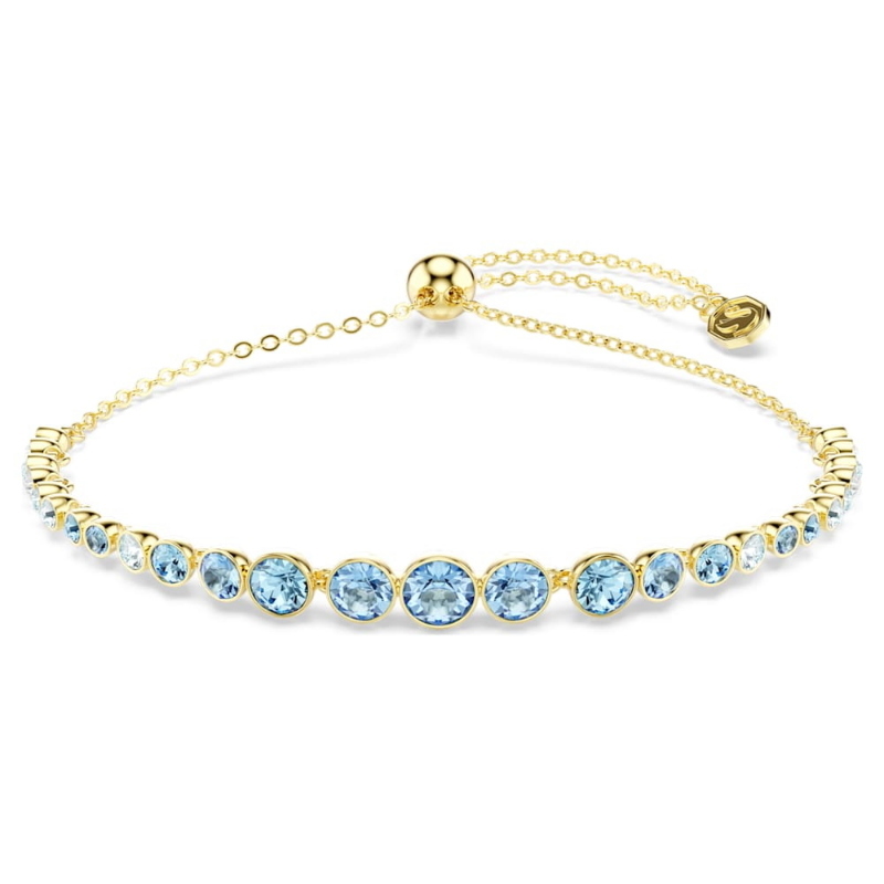 Swarovski 5757824 braccialetto imber, taglio round, blu, finitura oro 18k di swarovski originale
