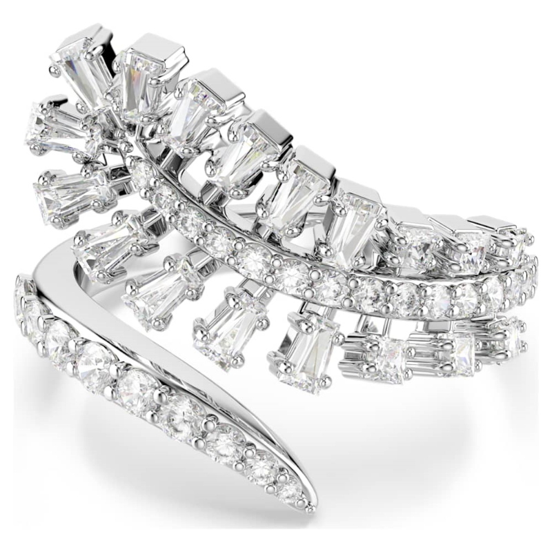 Swarovski 5757839 anello aperto vienna, taglio misto, piuma, bianco, placcato rodio di swarovski originale
