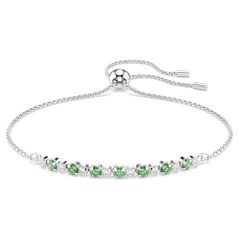 Swarovski 5758987 braccialetto matrix, taglio round, verde, placcato rodio di swarovski originale