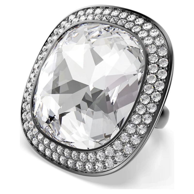 Swarovski 5760118 anello cocktail una angelic, taglio cushion, bianco, placcato rutenio di swarovski originale