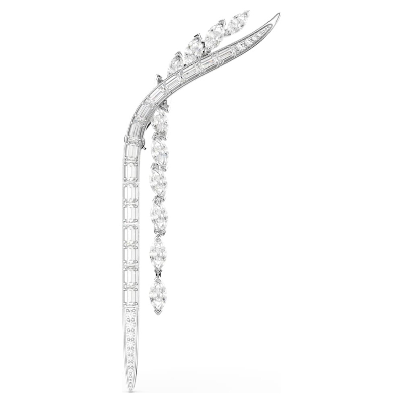 Swarovski 5761004 spilla mesmera, taglio misto, bianca, placcato rodio di swarovski originale